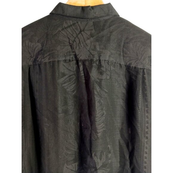 Milano Bay Black Jacquard Palm Island Hawaiian Button Up Shirt Size XXL Rayon - Picture 6 of 12